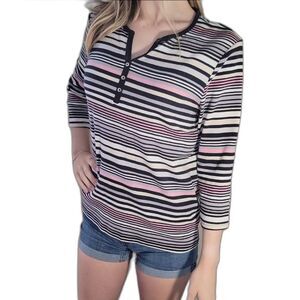 Croft & Barrow Womens Size XL Extra Large Stripe Pullover Top Tunic Long Sleeve